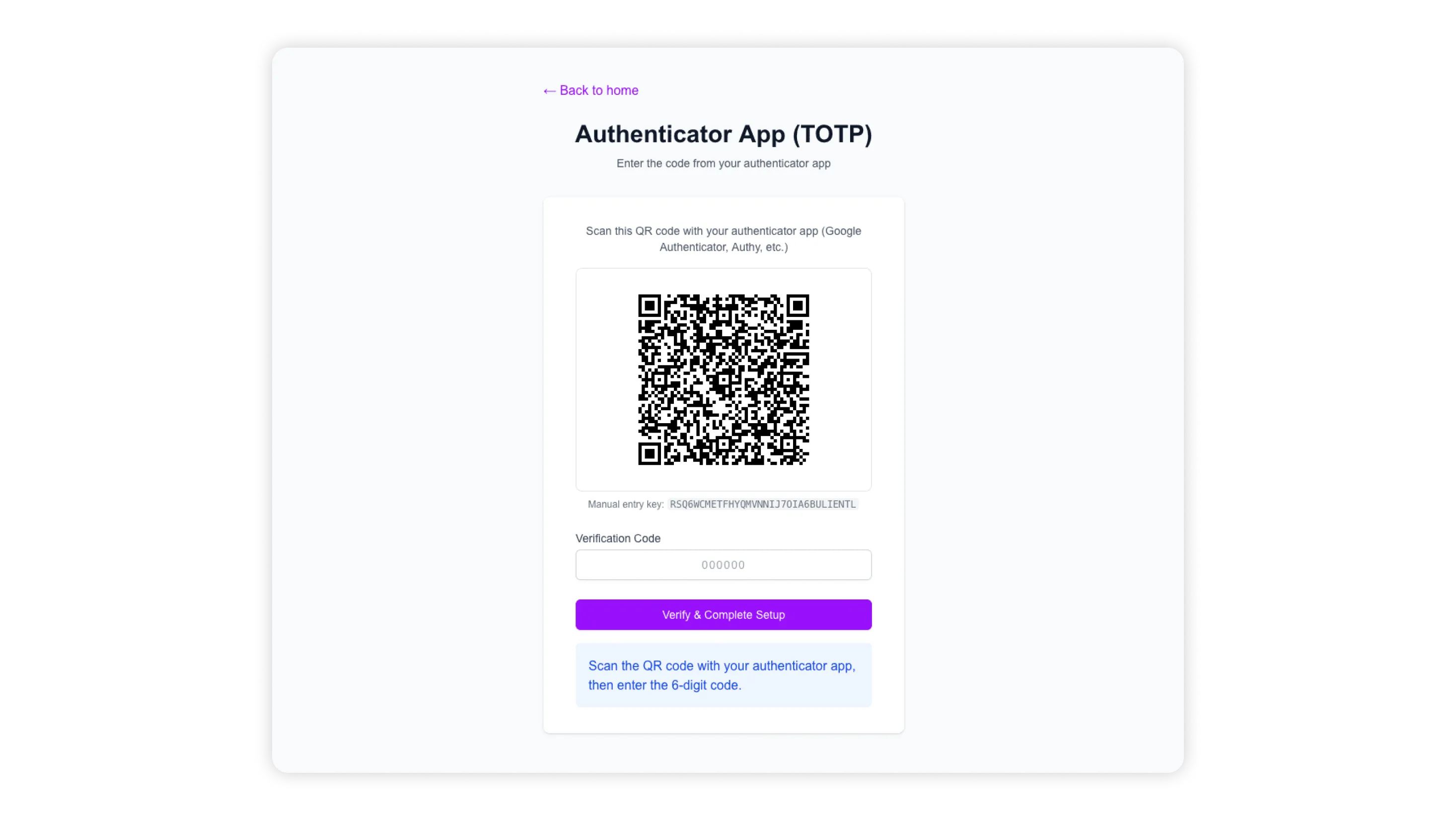 Authenticator App dialog window with QR code