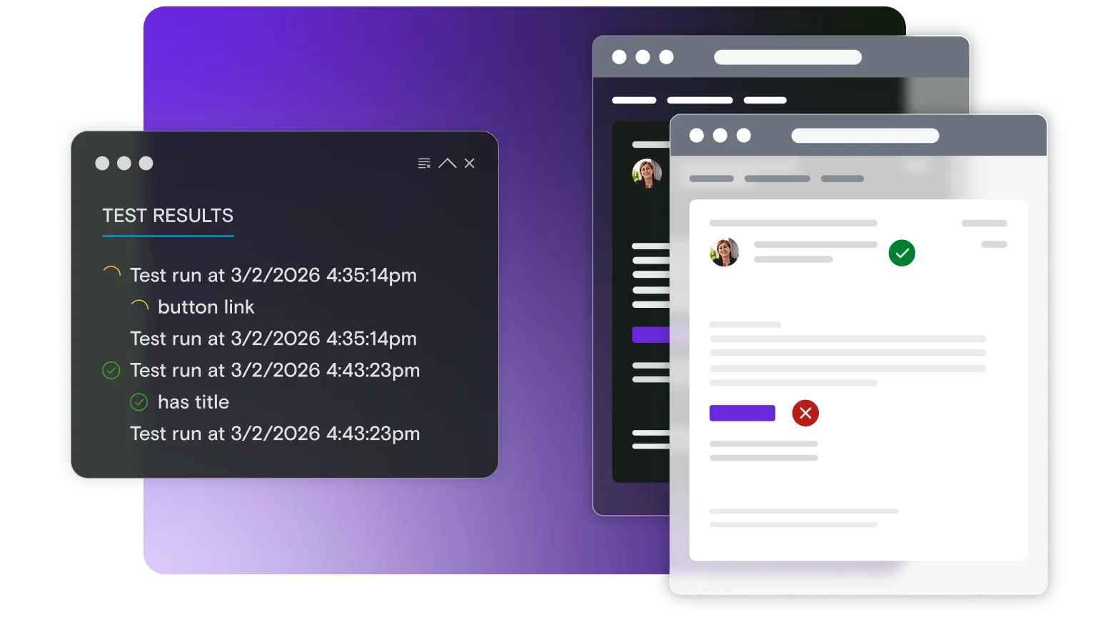 Previews generated as part of automated pipelines, shown on the Mailosaur UI