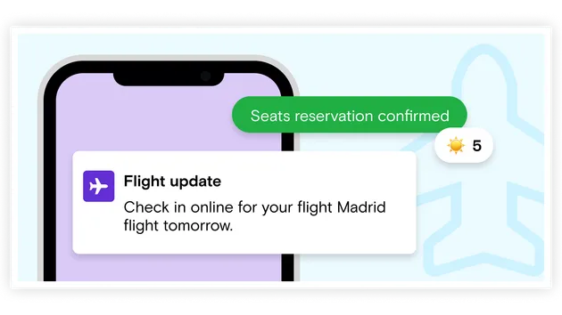 Flight update notification on mobile