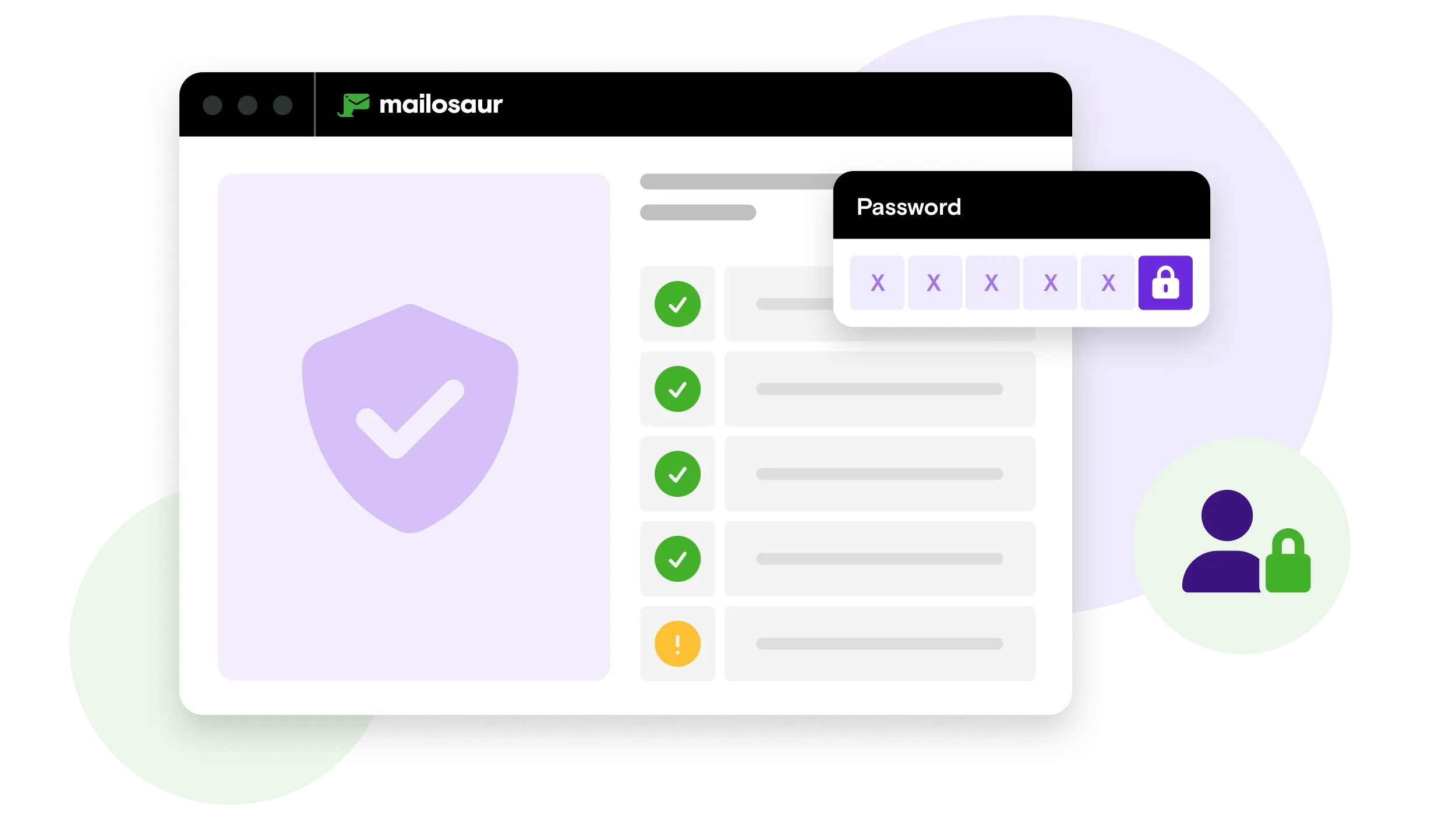 Data security window with password