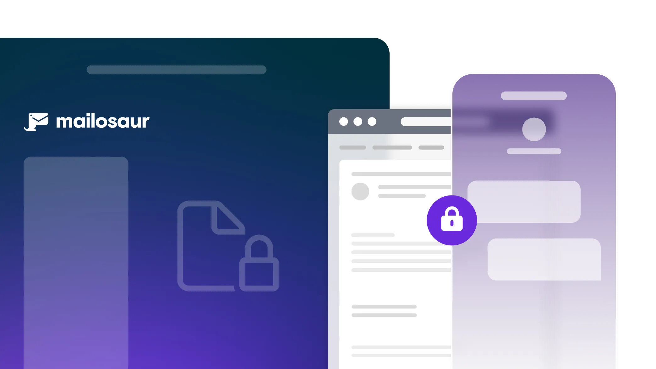 Dashboard, email and mobile phone mockup with lock symbol