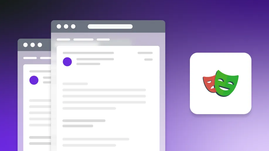 Email illustrations with Playwright logo on gradient background