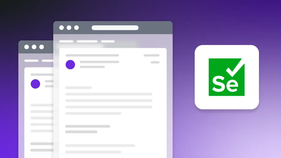 Email illustrations with Selenium logo on gradient background