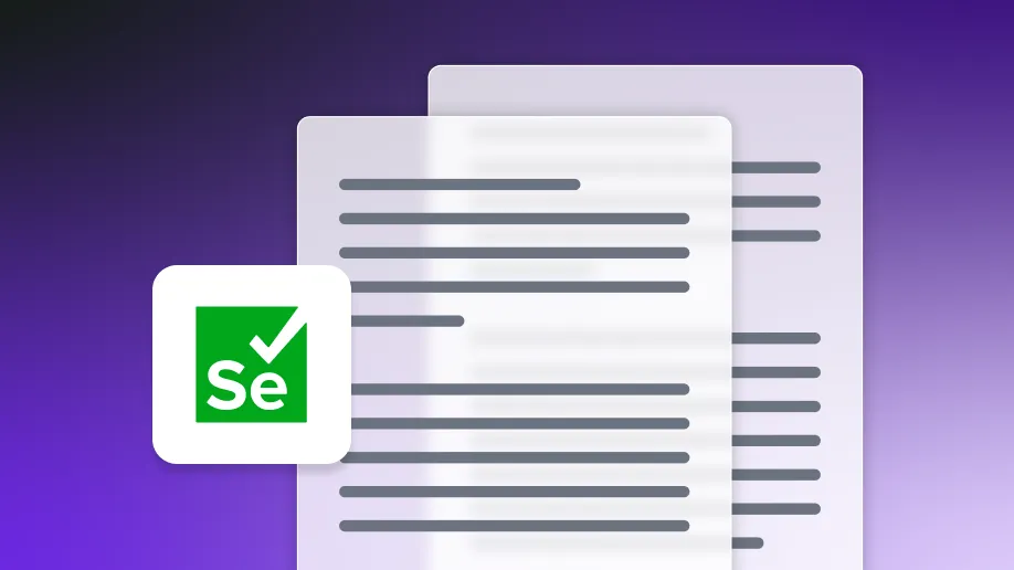 Documents with Selenium logo on gradient background