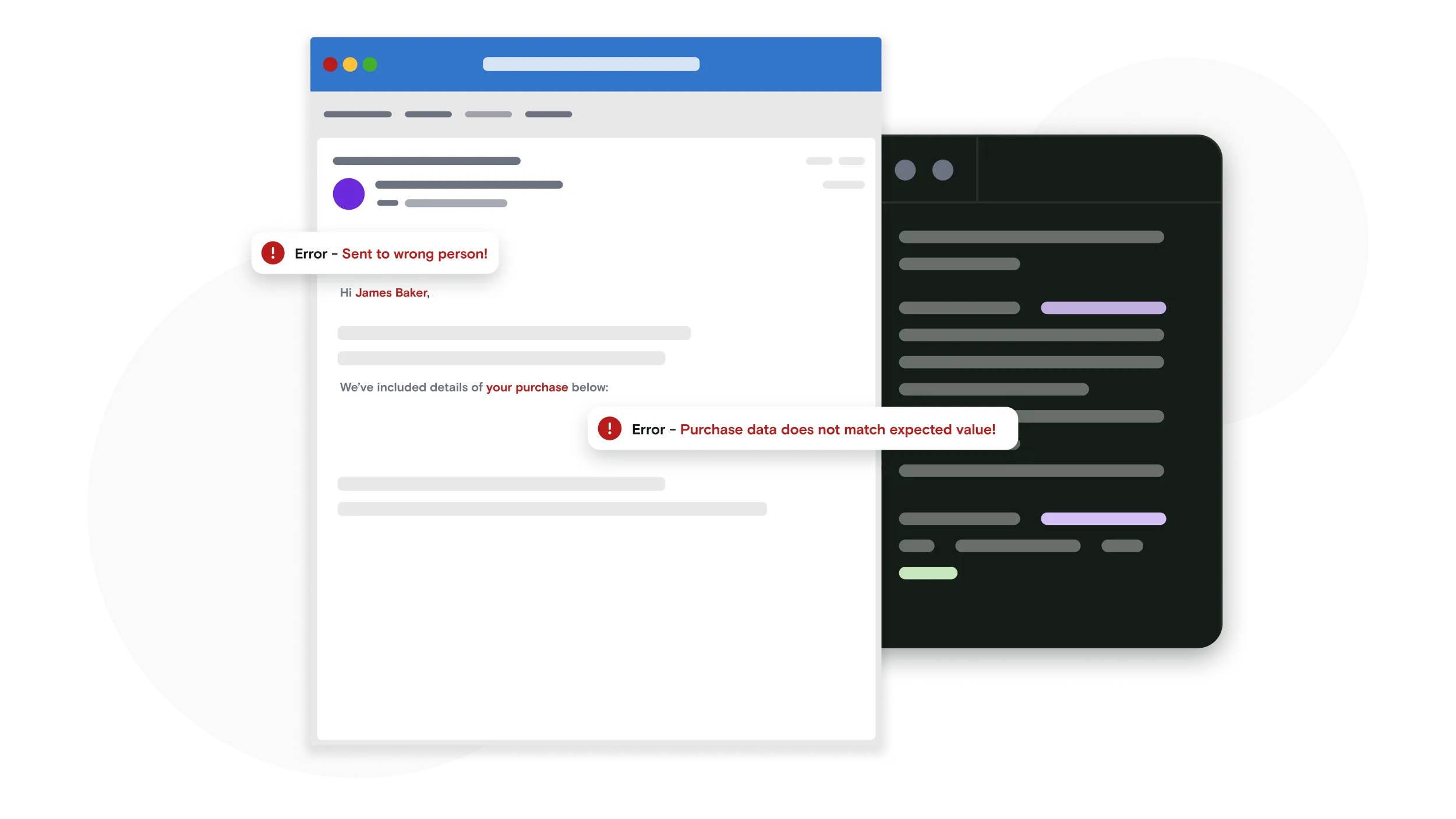 Outlook window with error alerts