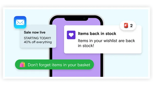 Items back in stock notification on mobile