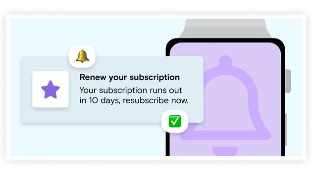 Subscription renewal notification on watch