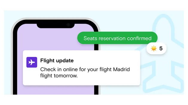 Flight update notification on mobile