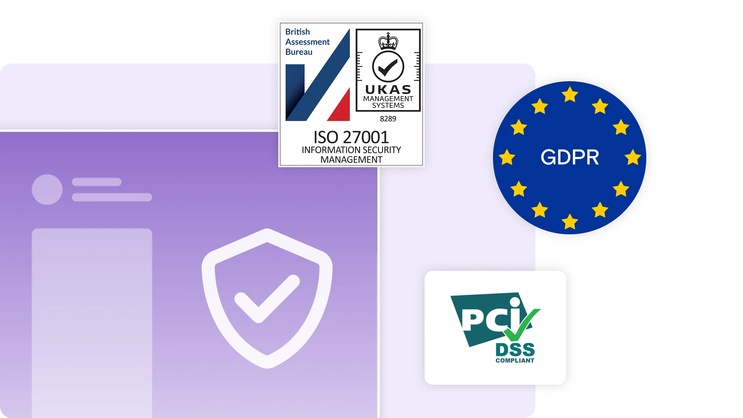 Security dashboard illustration with GDPR and security logos