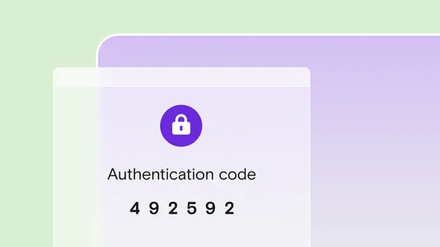 Illustration of authentication code entry with padlock icon.