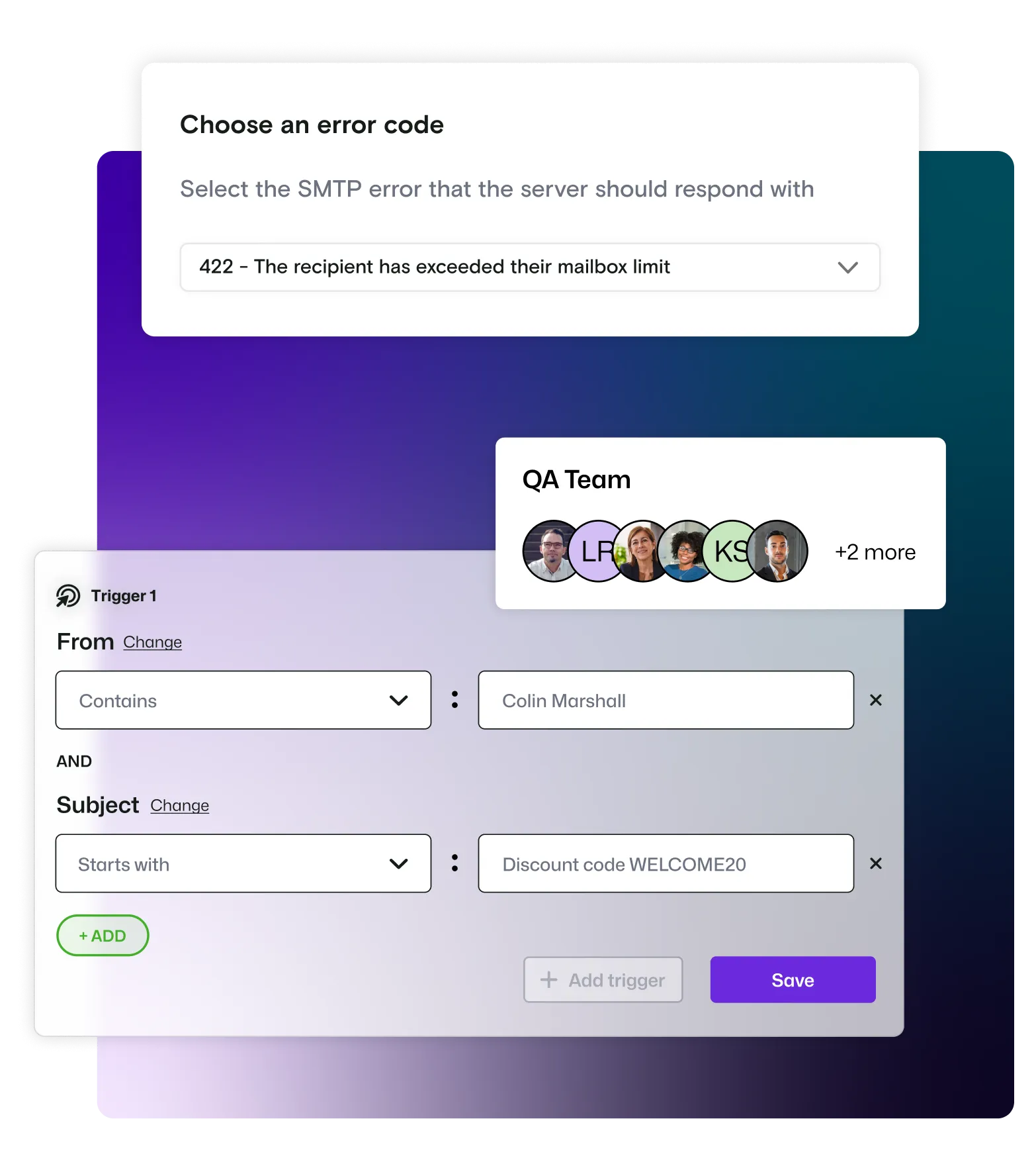 A dialogue box showing the option to trigger rules based on specific conditions