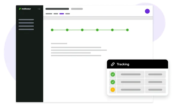 Dashboard with tracking window