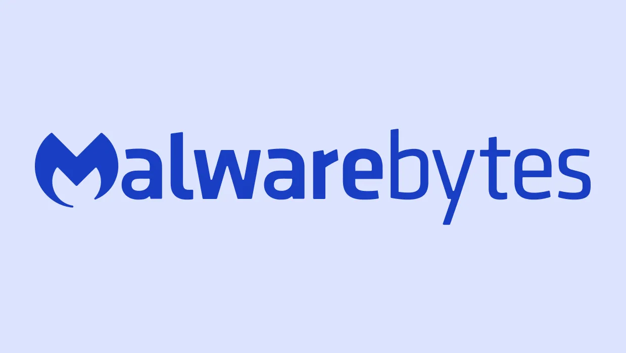 Malwarebytes logo on light blue background