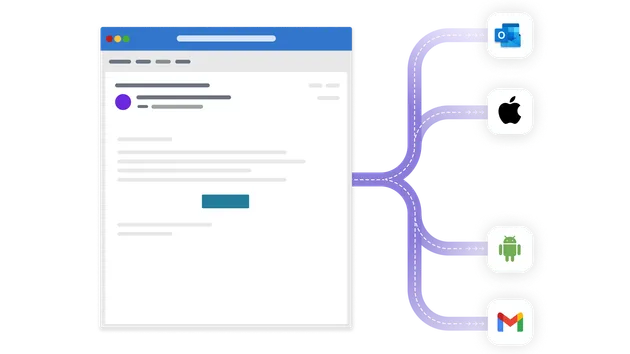 Outlook window linked to email clients