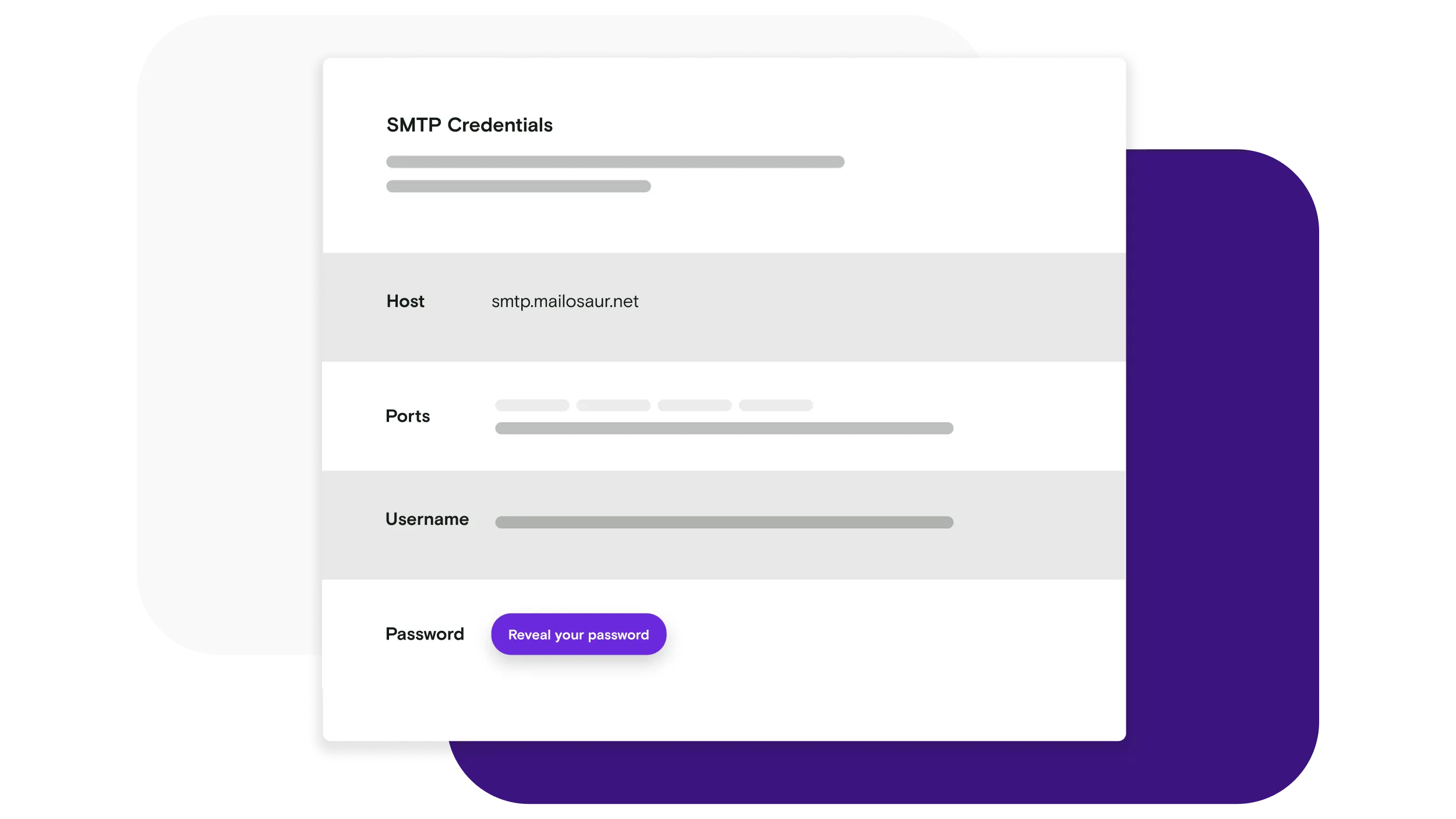SMTP credentials window