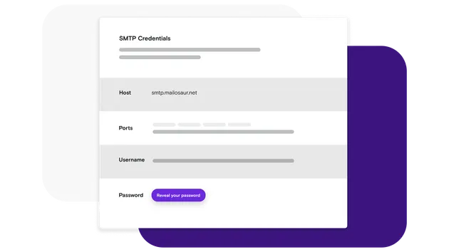 SMTP credentials window