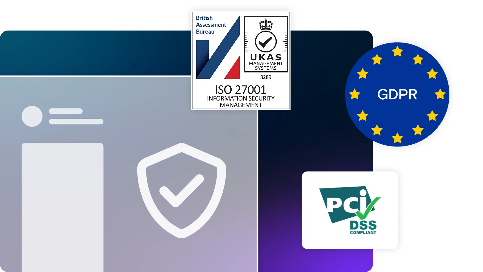 GDPR and security logos on gradient background