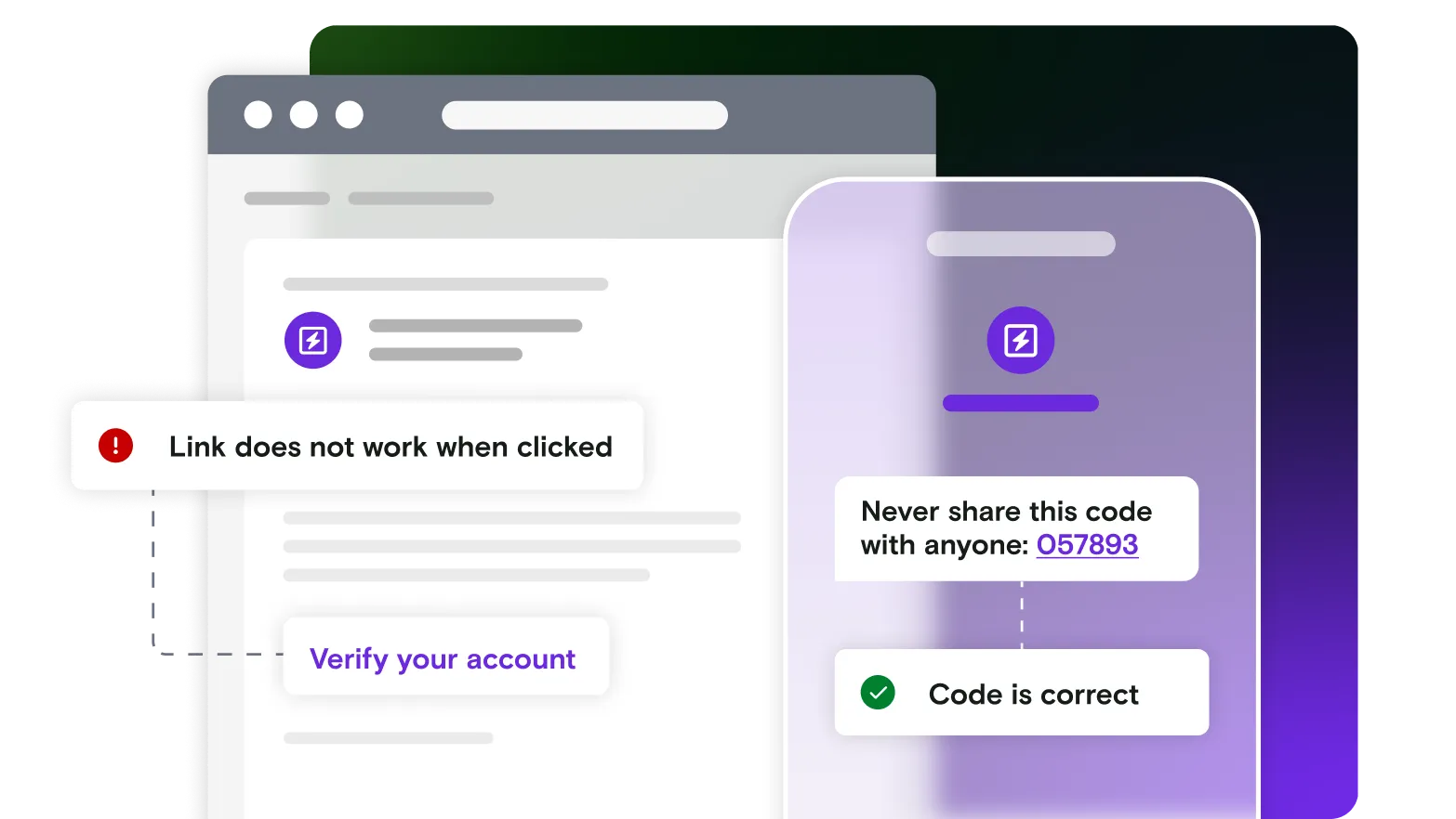 Email and mobile illustration with SMS notification on gradient background