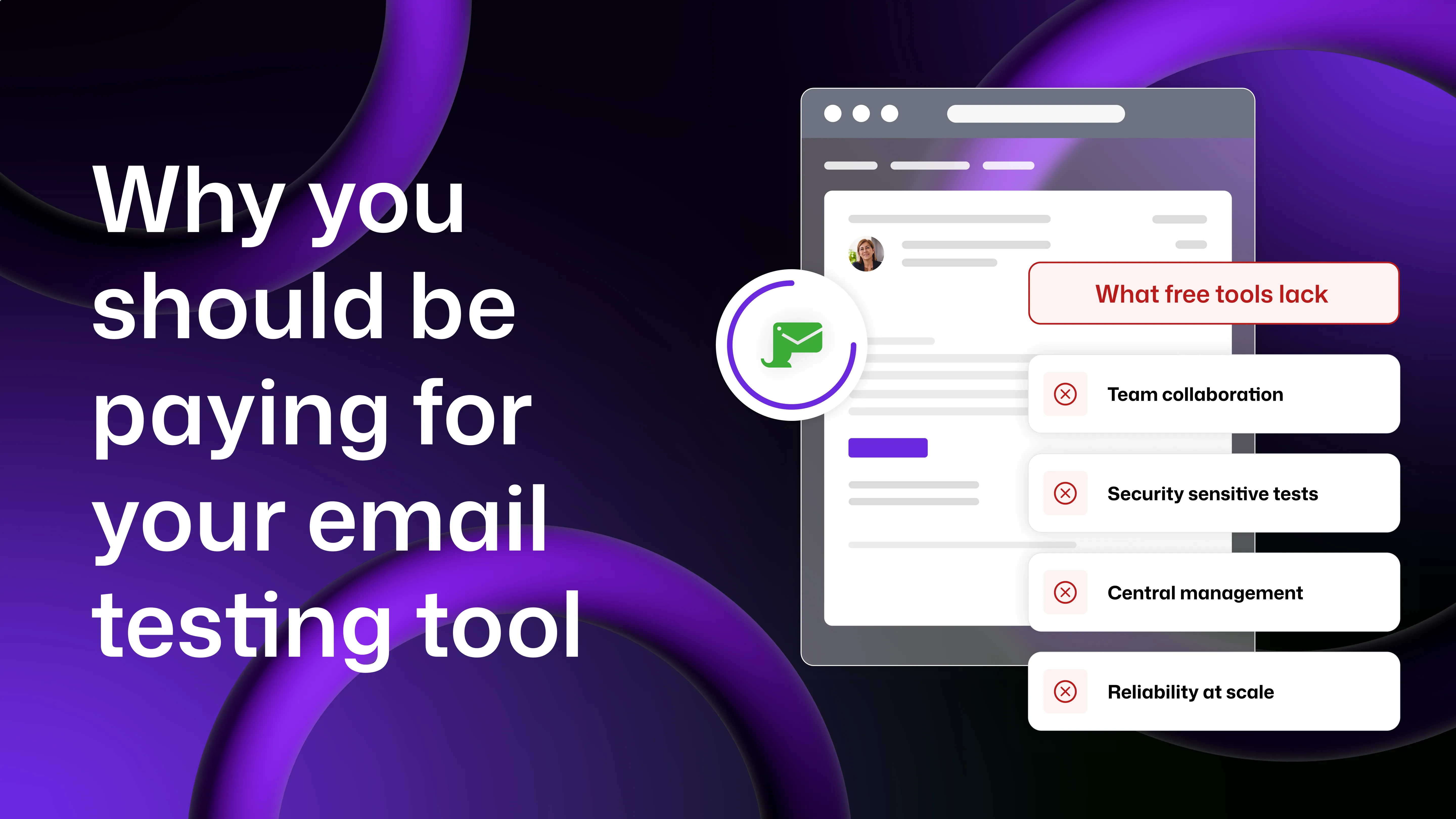 "Why you should be paying for your email testing tool" with Mailosaur's UI shown besides