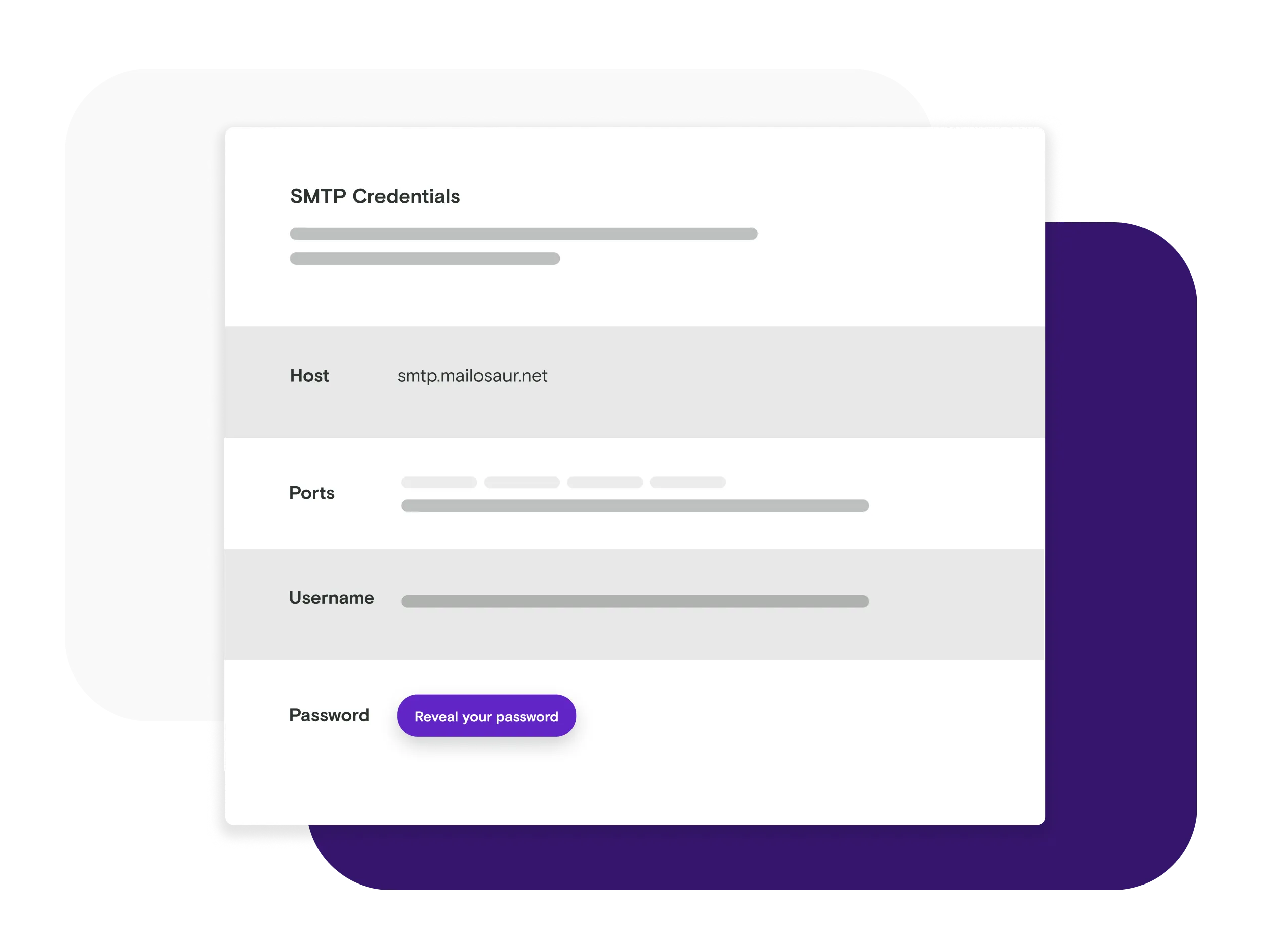 SMTP credentials from the Mailosaur Dashboard